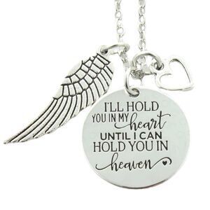 Angel Wing Heart Heaven Silver Plated Charm Pendant Necklace NWT